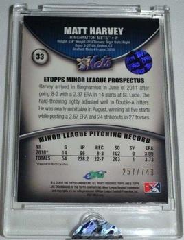 2010-11 Topps eTopps Minor League Prospectus #33 Matt Harvey Back