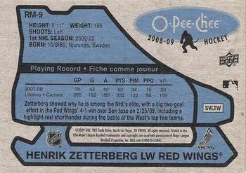 2009 O-Pee-Chee - Retro #RM-9 Henrik Zetterberg Back