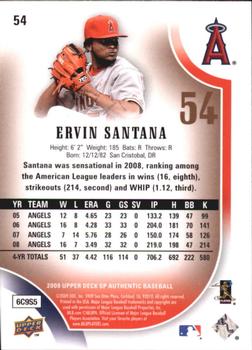 2009 SP Authentic - Copper #54 Ervin Santana Back