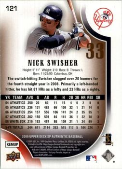 2009 SP Authentic - Copper #121 Nick Swisher Back