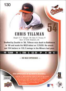 2009 SP Authentic - Copper #130 Chris Tillman Back