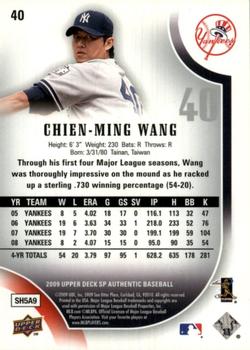 2009 SP Authentic - Gold #40 Chien-Ming Wang Back