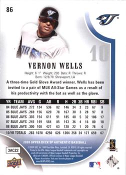 2009 SP Authentic - Gold #86 Vernon Wells Back