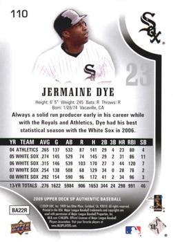 2009 SP Authentic - Gold #110 Jermaine Dye Back