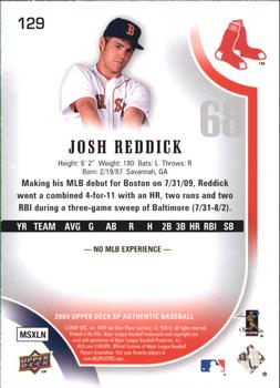 2009 SP Authentic - Gold #129 Josh Reddick Back