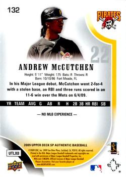 2009 SP Authentic - Gold #132 Andrew McCutchen Back