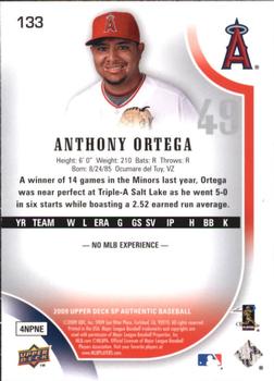 2009 SP Authentic - Gold #133 Anthony Ortega Back