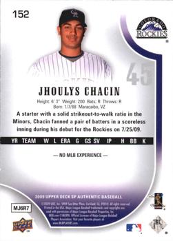 2009 SP Authentic - Gold #152 Jhoulys Chacin Back