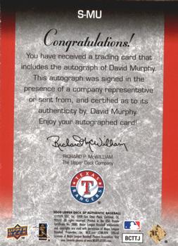 2009 SP Authentic - Signatures #S-MU David Murphy Back