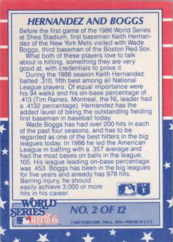 1987 Fleer - World Series Glossy #2 Hernandez and Boggs Back