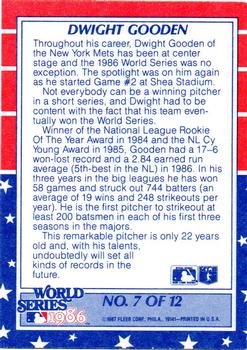 1987 Fleer - World Series Glossy #7 Dwight Gooden Back