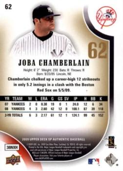 2009 SP Authentic - Silver #62 Joba Chamberlain Back
