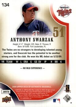 2009 SP Authentic - Silver #134 Anthony Swarzak Back