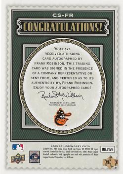 2009 SP Legendary Cuts - Classic Signatures #CS-FR Frank Robinson Back