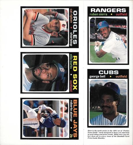 1991 SCD Baseball Card Price Guide Monthly - Panels #46-50 Ruben Sierra / George Bell / Cal Ripken Jr. / Ellis Burks / Roberto Alomar Front