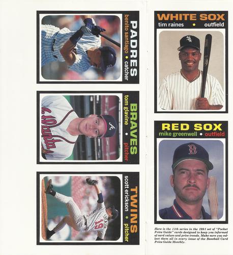 1991 SCD Baseball Card Price Guide Monthly - Panels #51-55 Tim Raines / Mike Greenwell / Benito Santiago / Tom Glavine / Scott Erickson Front