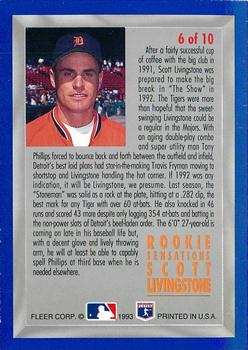 1993 Fleer - Rookie Sensations (Series Two) #6 Scott Livingstone Back