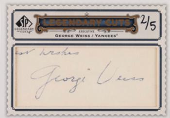 2009 SP Legendary Cuts - Legendary Cut Signatures #LC-100 George Weiss Front