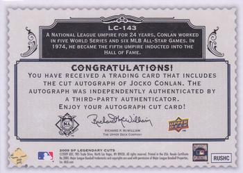2009 SP Legendary Cuts - Legendary Cut Signatures #LC-143 Jocko Conlan Back