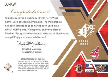 2009 SPx - Game Jersey #GJ-KW Kerry Wood Back