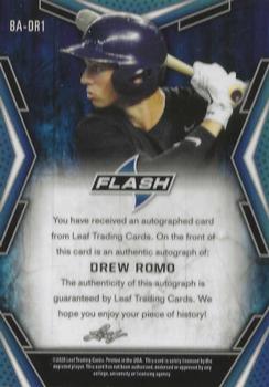 2020 Leaf Flash #BA-DR1 Drew Romo Back