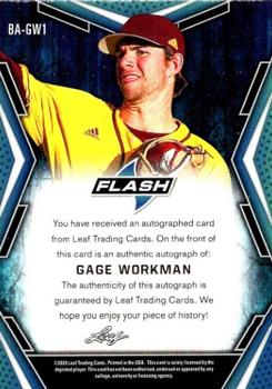 2020 Leaf Flash #BA-GW1 Gage Workman Back