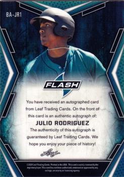 2020 Leaf Flash #BA-JR1 Julio Rodriguez Back