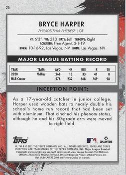 2021 Topps Inception #25 Bryce Harper Back