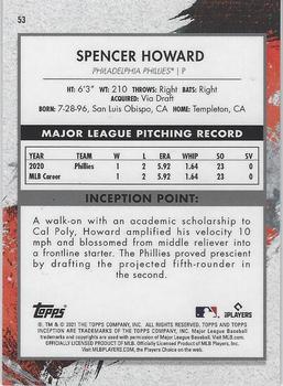 2021 Topps Inception #53 Spencer Howard Back