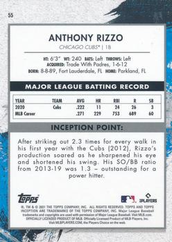 2021 Topps Inception #55 Anthony Rizzo Back
