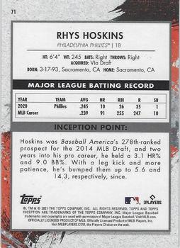 2021 Topps Inception #71 Rhys Hoskins Back
