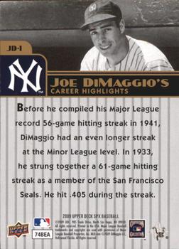 2009 SPx - Joe DiMaggio Career Highlights #JD-1 Joe DiMaggio Back