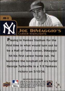2009 SPx - Joe DiMaggio Career Highlights #JD-4 Joe DiMaggio Back