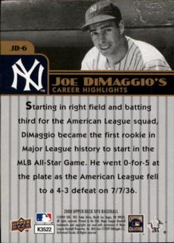 2009 SPx - Joe DiMaggio Career Highlights #JD-6 Joe DiMaggio Back