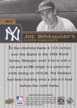2009 SPx - Joe DiMaggio Career Highlights #JD-8 Joe DiMaggio Back