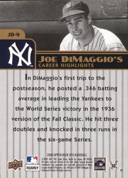 2009 SPx - Joe DiMaggio Career Highlights #JD-9 Joe DiMaggio Back