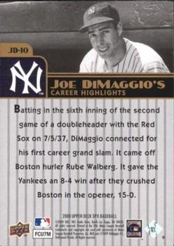 2009 SPx - Joe DiMaggio Career Highlights #JD-10 Joe DiMaggio Back
