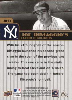 2009 SPx - Joe DiMaggio Career Highlights #JD-13 Joe DiMaggio Back
