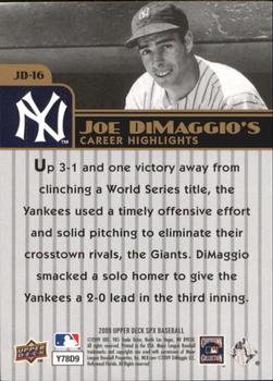 2009 SPx - Joe DiMaggio Career Highlights #JD-16 Joe DiMaggio Back