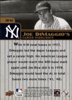 2009 SPx - Joe DiMaggio Career Highlights #JD-18 Joe DiMaggio Back