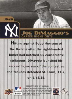 2009 SPx - Joe DiMaggio Career Highlights #JD-20 Joe DiMaggio Back