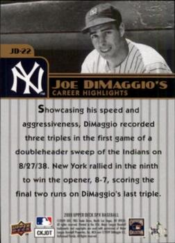 2009 SPx - Joe DiMaggio Career Highlights #JD-22 Joe DiMaggio Back