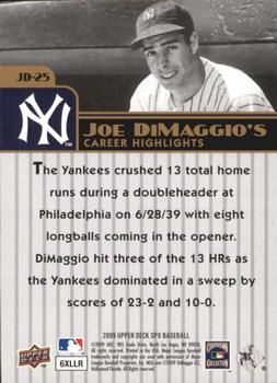 2009 SPx - Joe DiMaggio Career Highlights #JD-25 Joe DiMaggio Back