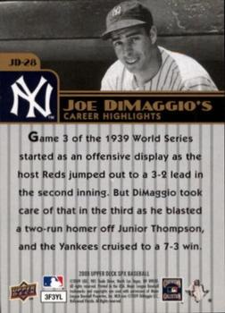 2009 SPx - Joe DiMaggio Career Highlights #JD-28 Joe DiMaggio Back