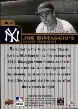 2009 SPx - Joe DiMaggio Career Highlights #JD-32 Joe DiMaggio Back