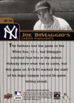2009 SPx - Joe DiMaggio Career Highlights #JD-36 Joe DiMaggio Back