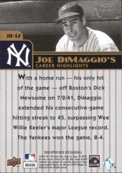 2009 SPx - Joe DiMaggio Career Highlights #JD-42 Joe DiMaggio Back