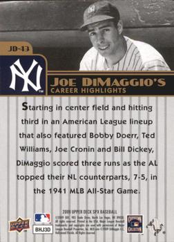 2009 SPx - Joe DiMaggio Career Highlights #JD-43 Joe DiMaggio Back