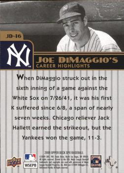 2009 SPx - Joe DiMaggio Career Highlights #JD-46 Joe DiMaggio Back