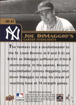 2009 SPx - Joe DiMaggio Career Highlights #JD-47 Joe DiMaggio Back